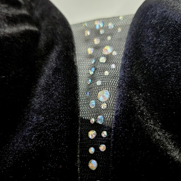 NEW Windsor Ramona Black Rhinestone Detail Velvet Mesh Formal Dress Gown 5 - Picture 3 of 7